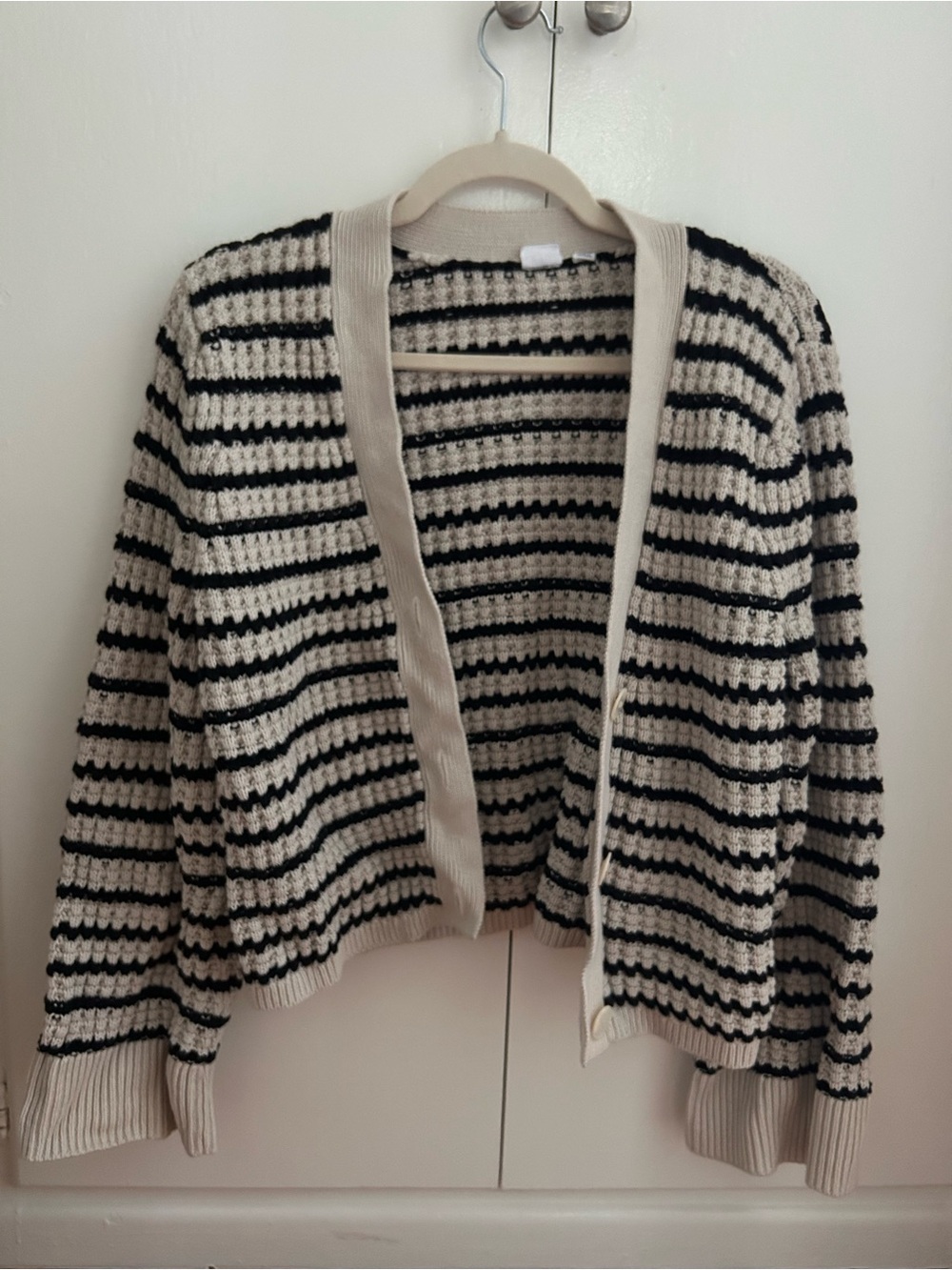 Gap Knit Cardigan 100% Cotton [M | Striped Black & White]